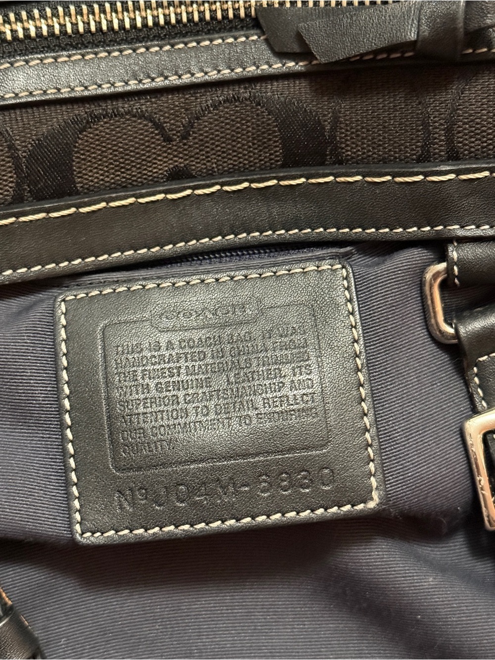 Vintage Coach Hampton Signature Satchel Black Canvas Leather Y2K Hobo code 6830 - Picture 6 of 6